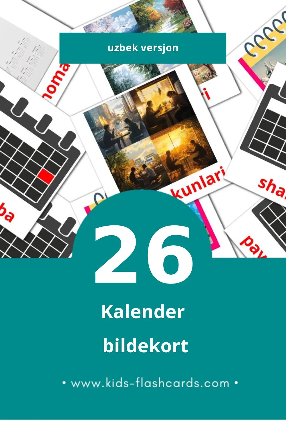 Visuelle Yilnoma bildekort for småbarn (26 kort på Uzbek)