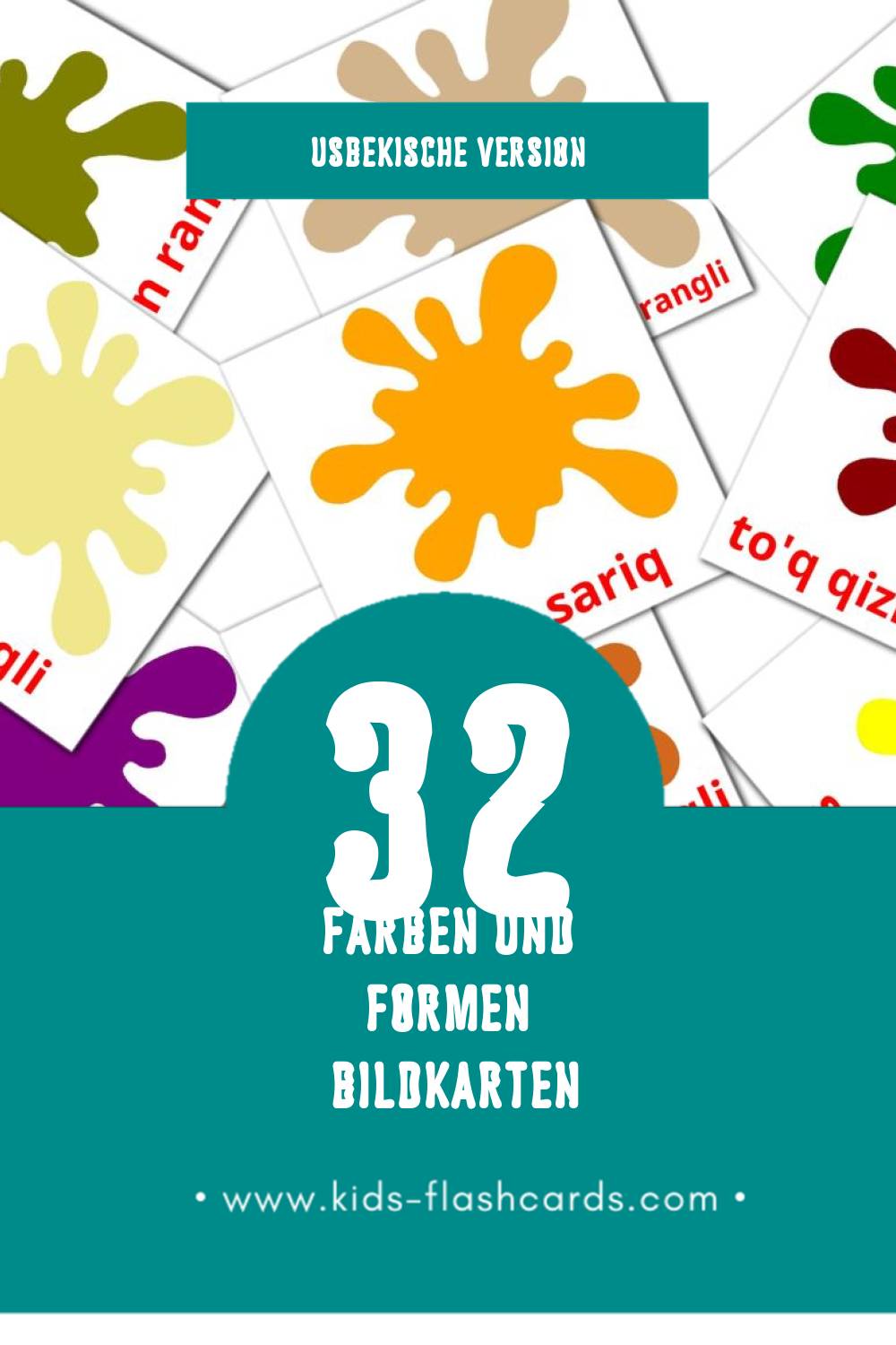 Visual Ranglar Flashcards für Kleinkinder (67 Karten in Usbekisch)