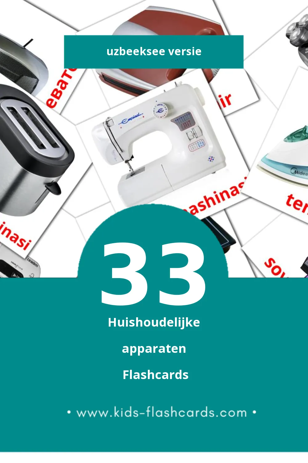 Visuele Maishiy texnika Flashcards voor Kleuters (33 kaarten in het Uzbeekse)