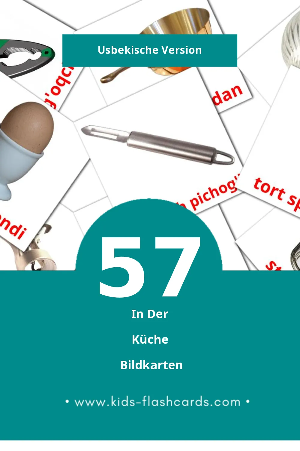 Visual Oshxona Flashcards für Kleinkinder (57 Karten in Usbekisch)