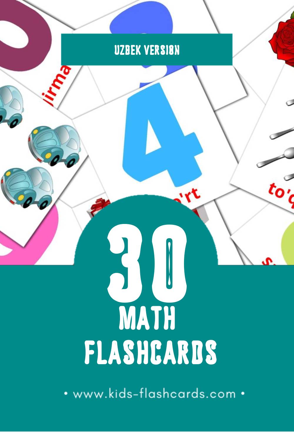Visual Matematika Flashcards for Toddlers (30 cards in Uzbek)