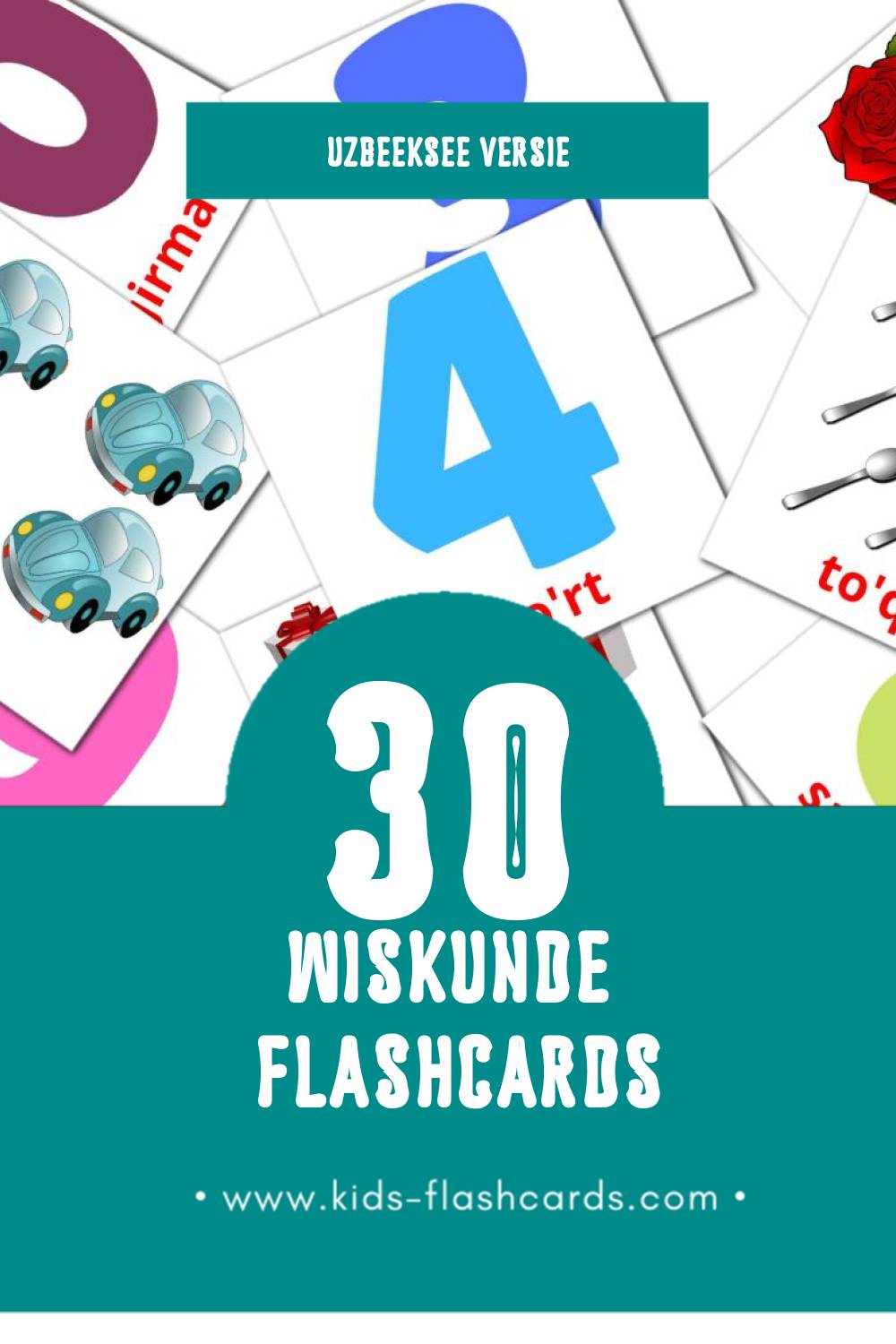 Visuele Matematika Flashcards voor Kleuters (30 kaarten in het Uzbeekse)