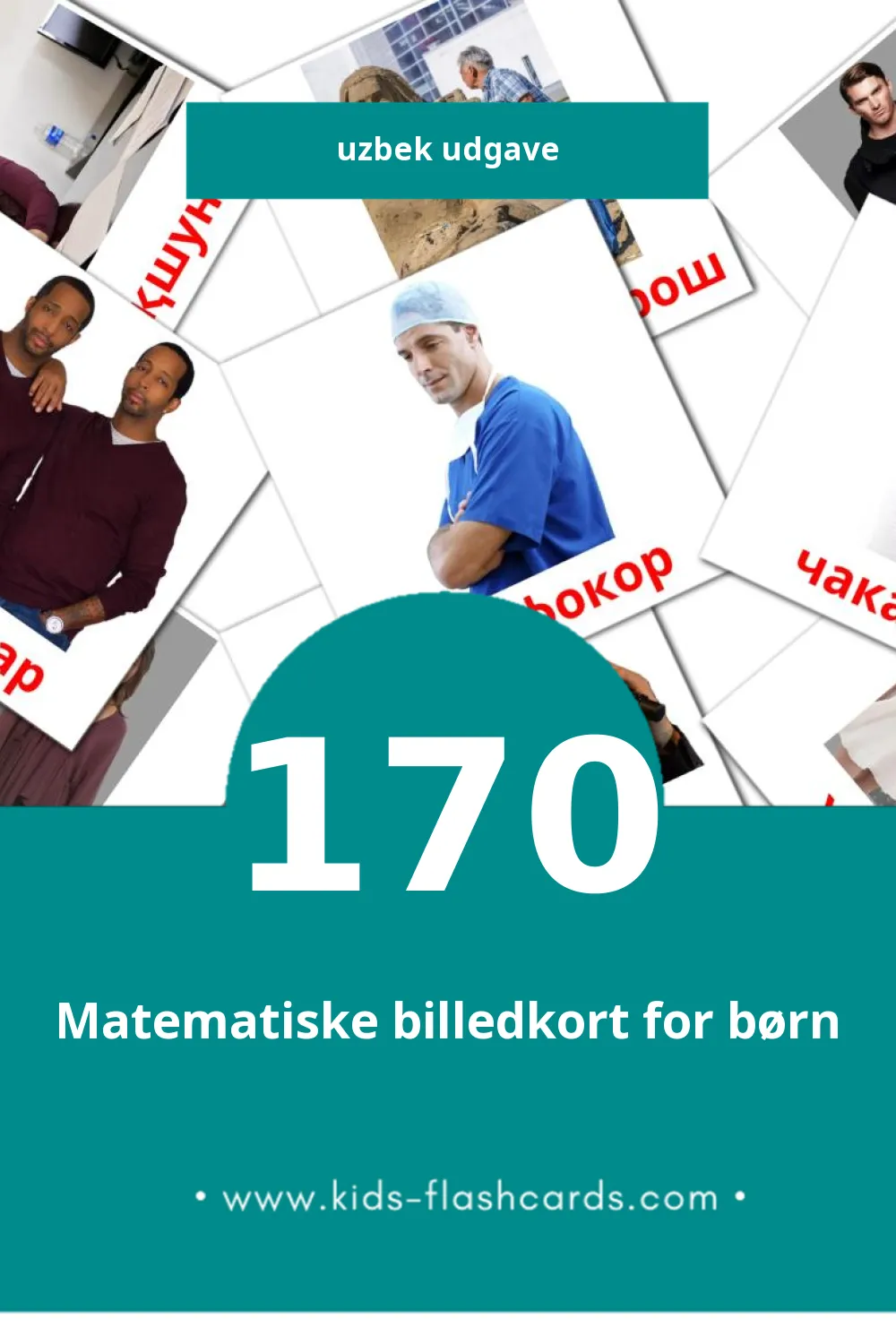 Visuelle billedkort for børn om Odamlar til småbørn (170 kort på Uzbek)