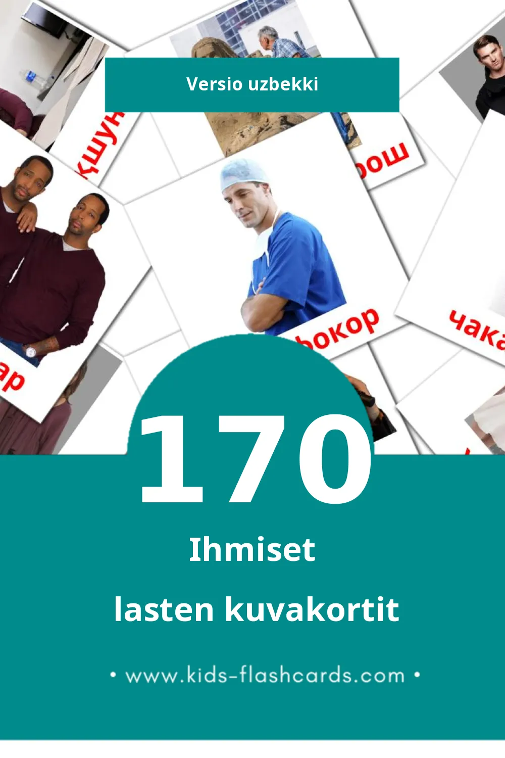 Odamlar lasten kuvakortit pikkulapsille (170 korttia Uzbekkiksi)