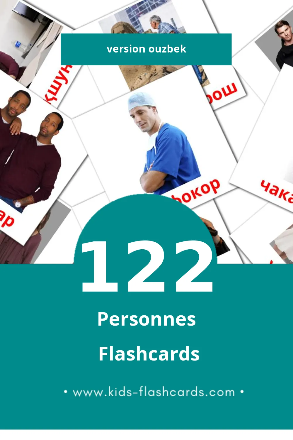 Flashcards Visual Odamlar pour les tout-petits (122 cartes en Ouzbek)