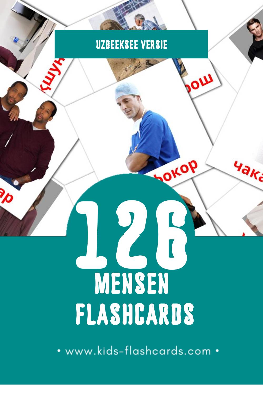 Visuele Инсонлар Flashcards voor Kleuters (126 kaarten in het Uzbeekse)