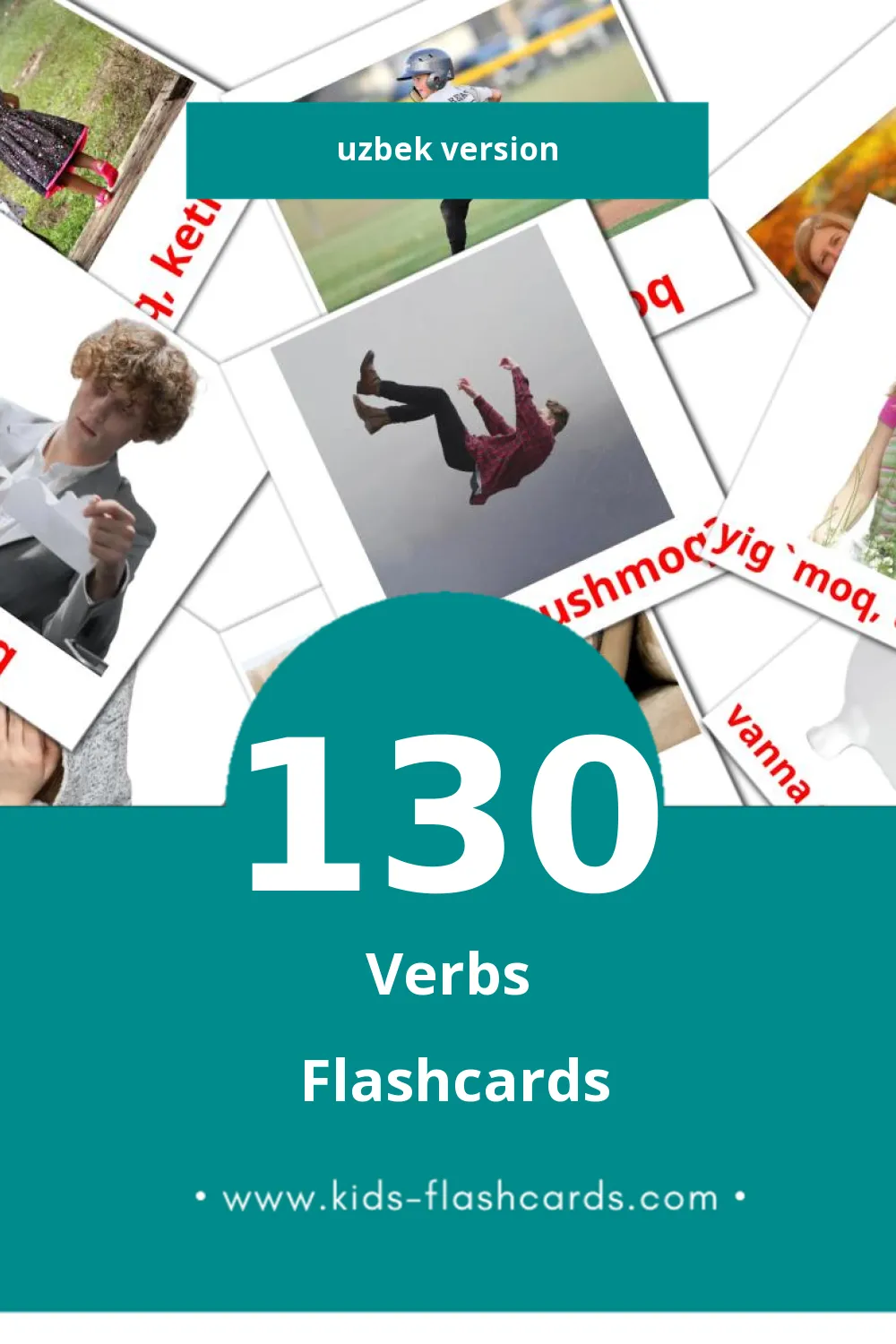 Visual Fellar Flashcards for Toddlers (130 cards in Uzbek)