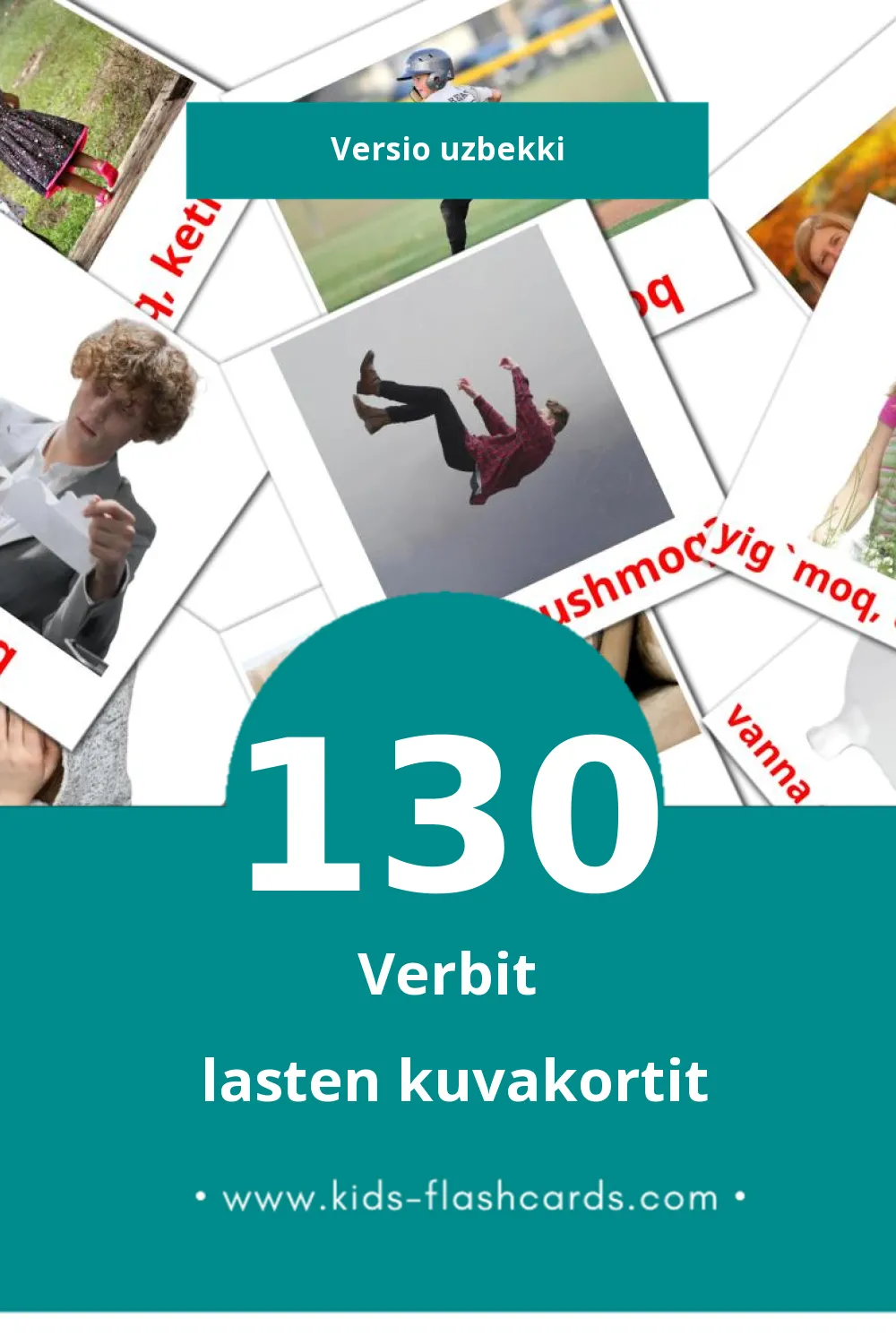 Fellar lasten kuvakortit pikkulapsille (130 korttia Uzbekkiksi)