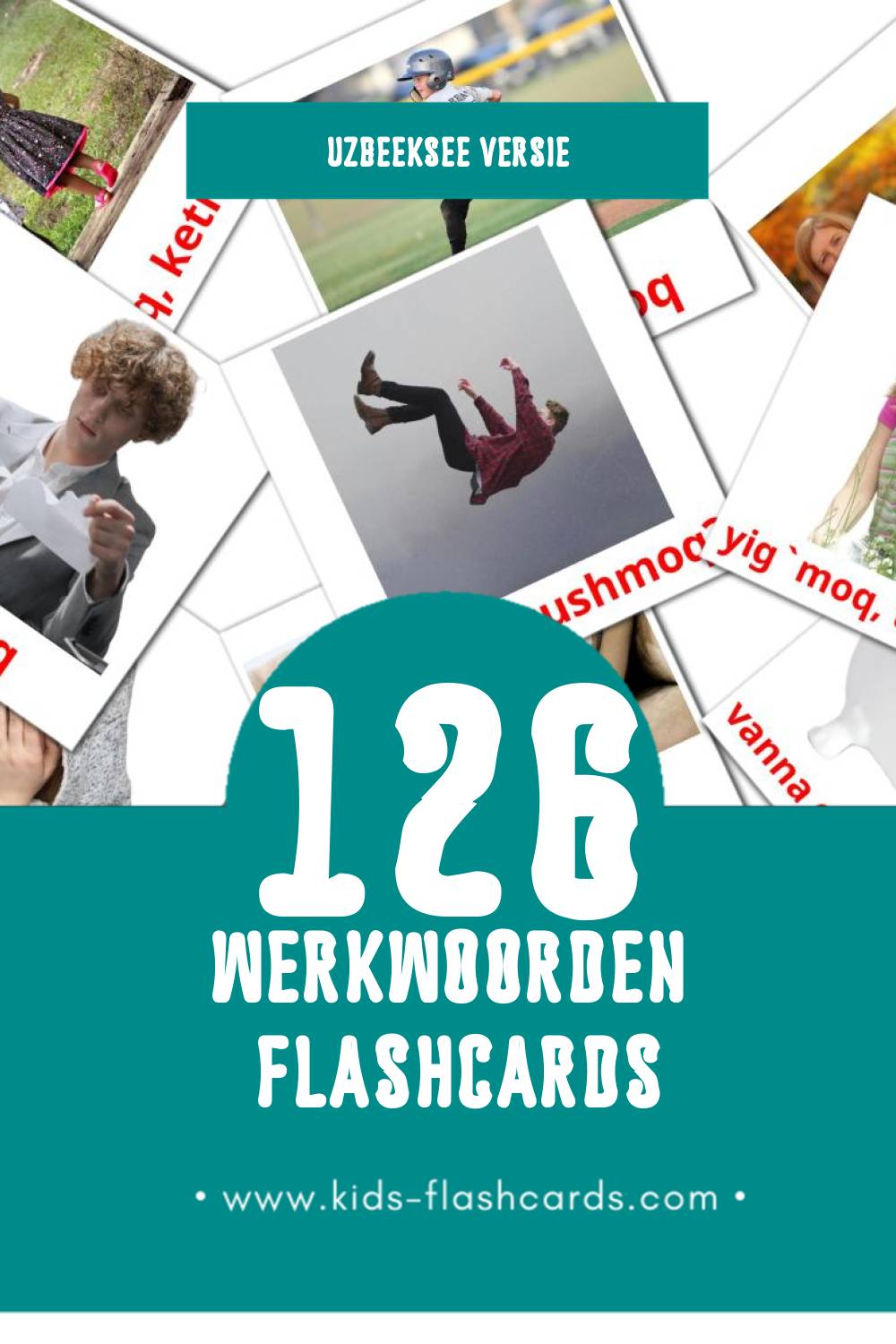 Visuele Fellar Flashcards voor Kleuters (126 kaarten in het Uzbeekse)