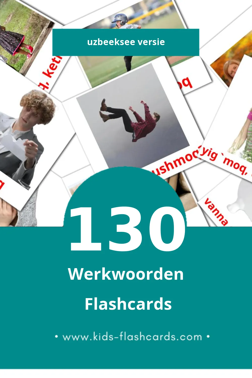 Visuele Fellar Flashcards voor Kleuters (130 kaarten in het Uzbeekse)