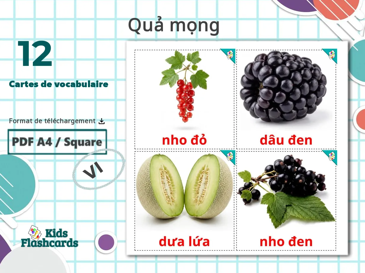 12 Cartes de Vocabulaire pour Enfants GRATUITES Baies à Imprimer en ...