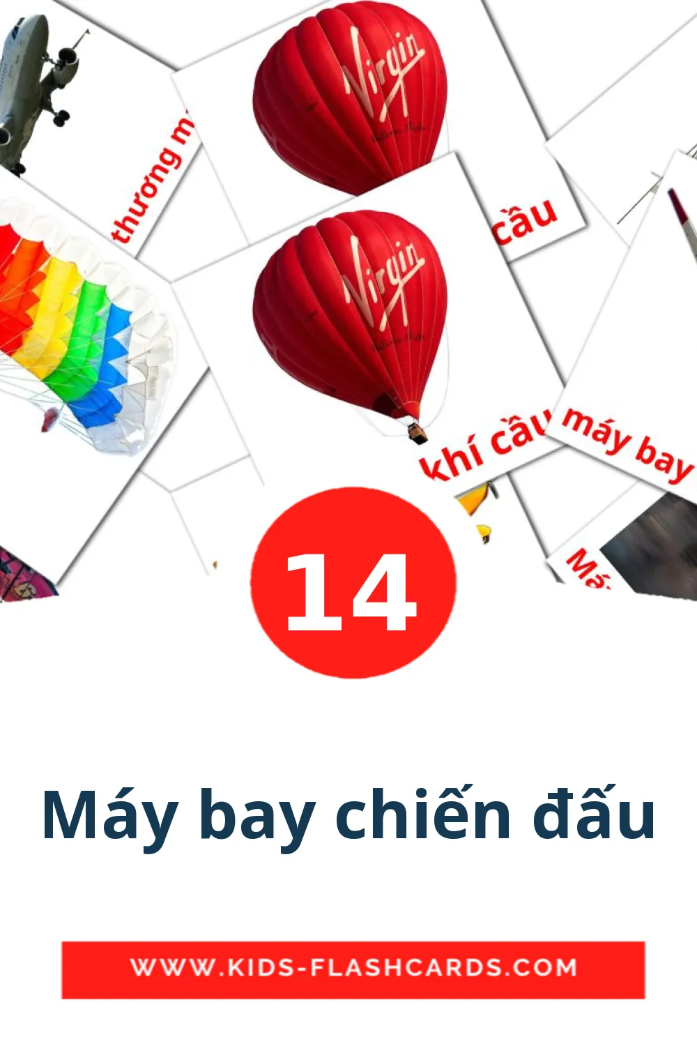 14 Máy bay chiến đấu Bildkarten für den Kindergarten auf Vietnamesisch