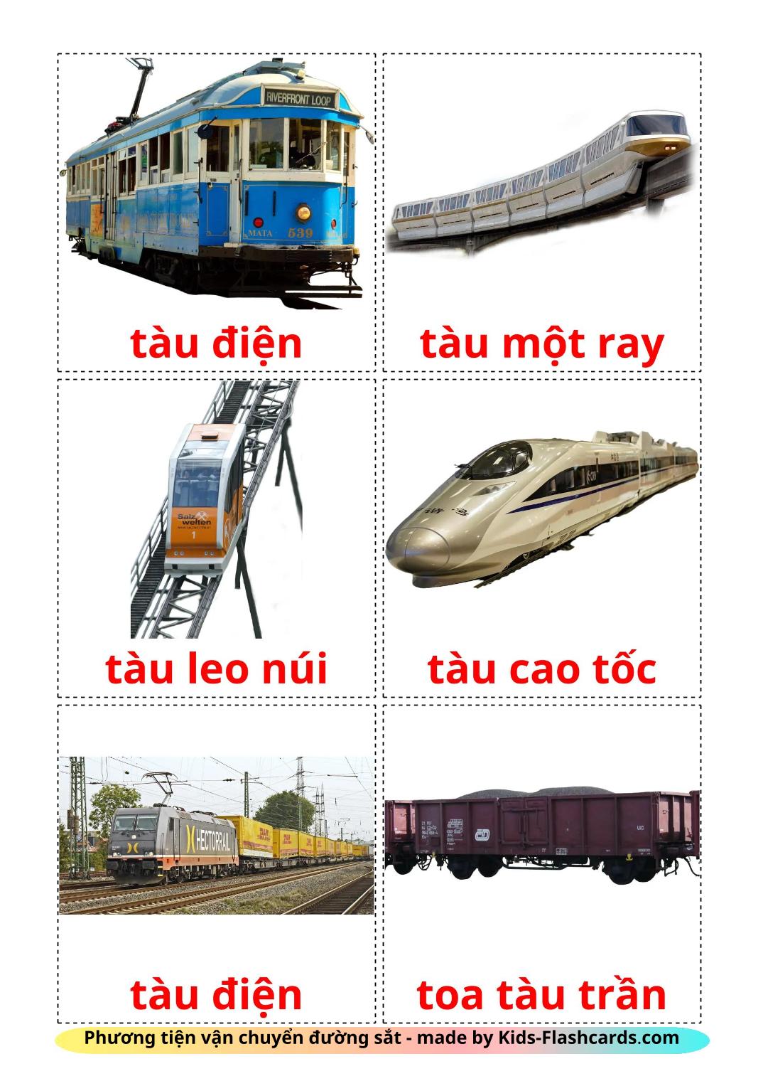 Schienenfahrzeug - 19 kostenlose, druckbare Vietnamesisch Flashcards 