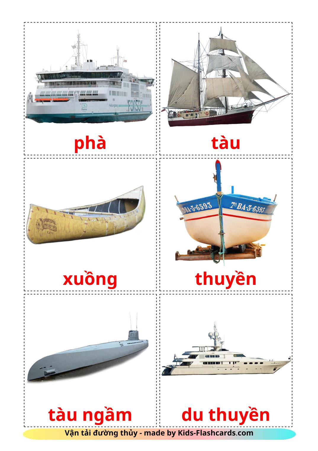 Water transport - 18 Free Printable vietnamese Flashcards 