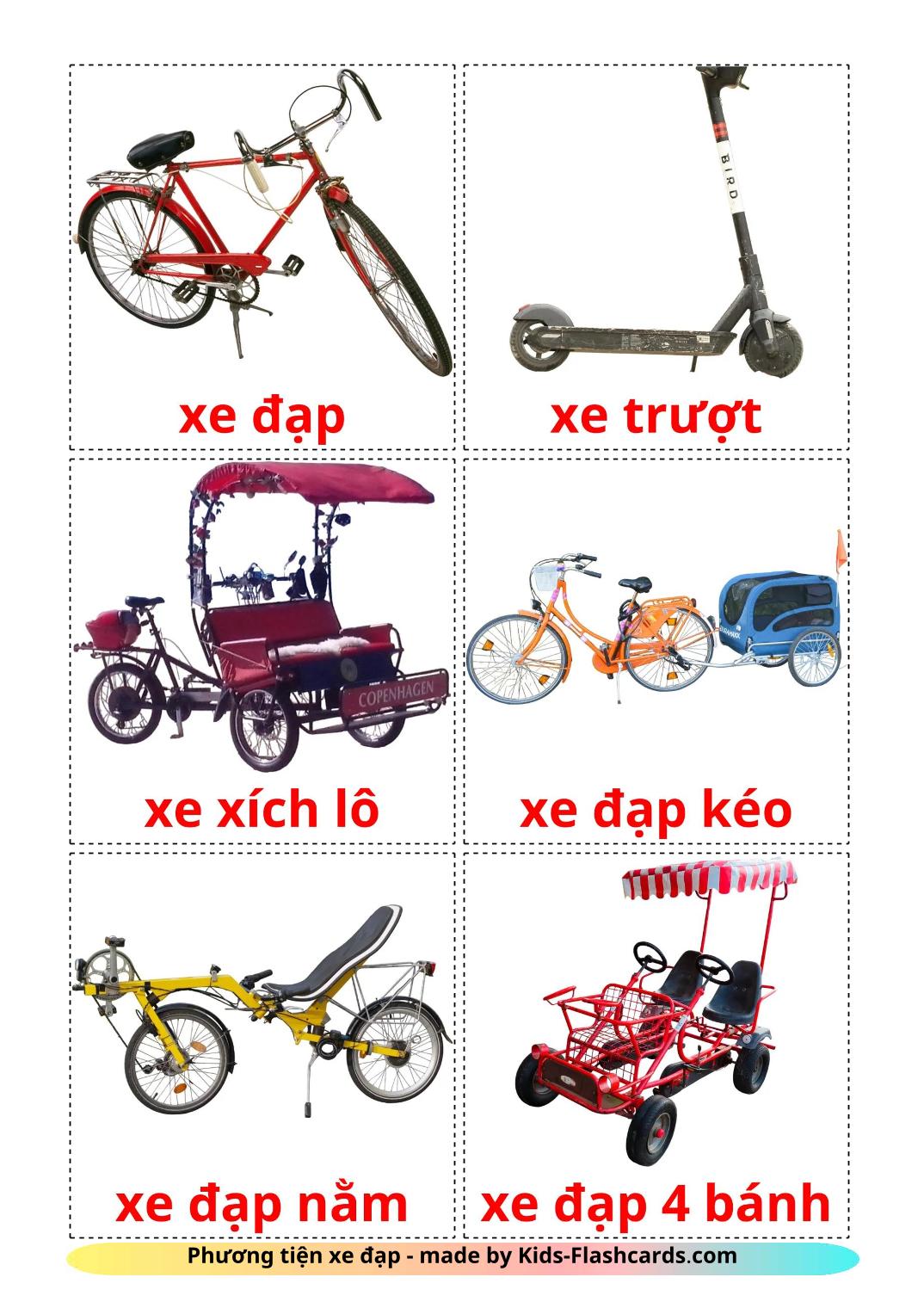 Bicycle transport - 17 Free Printable vietnamese Flashcards 