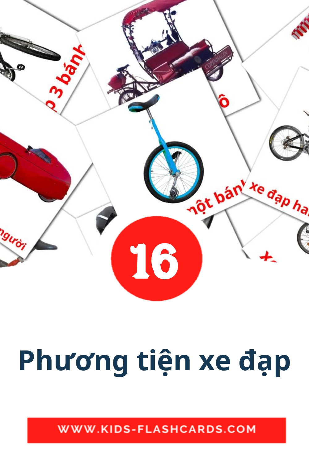 16 Phương tiện xe đạp Bildkarten für den Kindergarten auf Vietnamesisch
