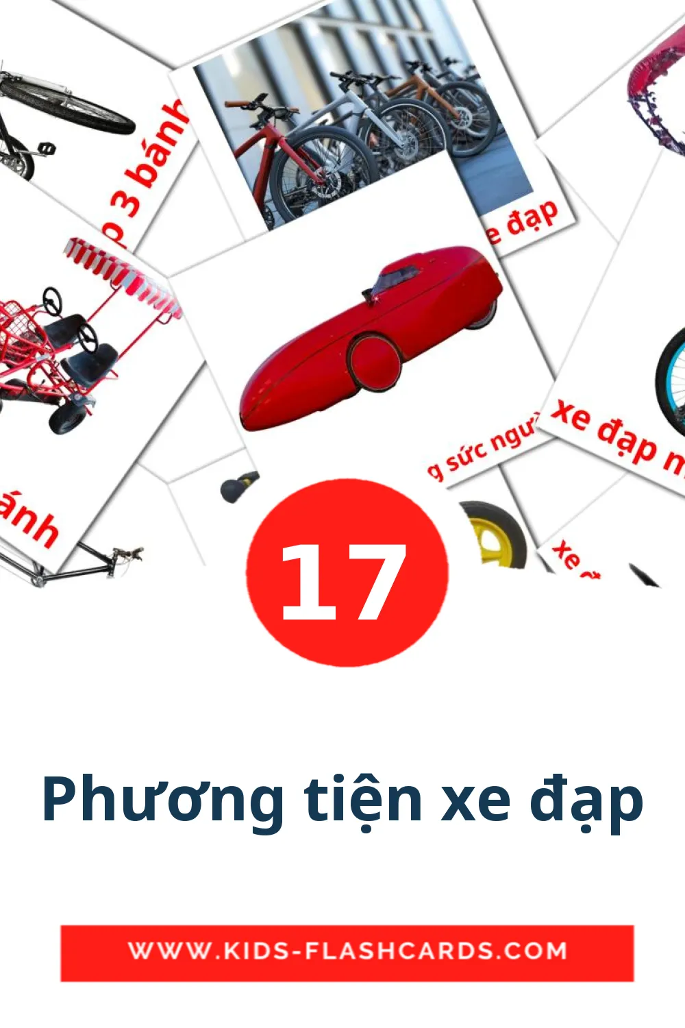 17 Phương tiện xe đạp Picture Cards for Kindergarden in vietnamese