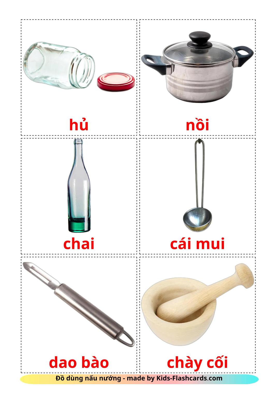 Utensili da cucina - 31 flashcards vietnamita stampabili gratuitamente