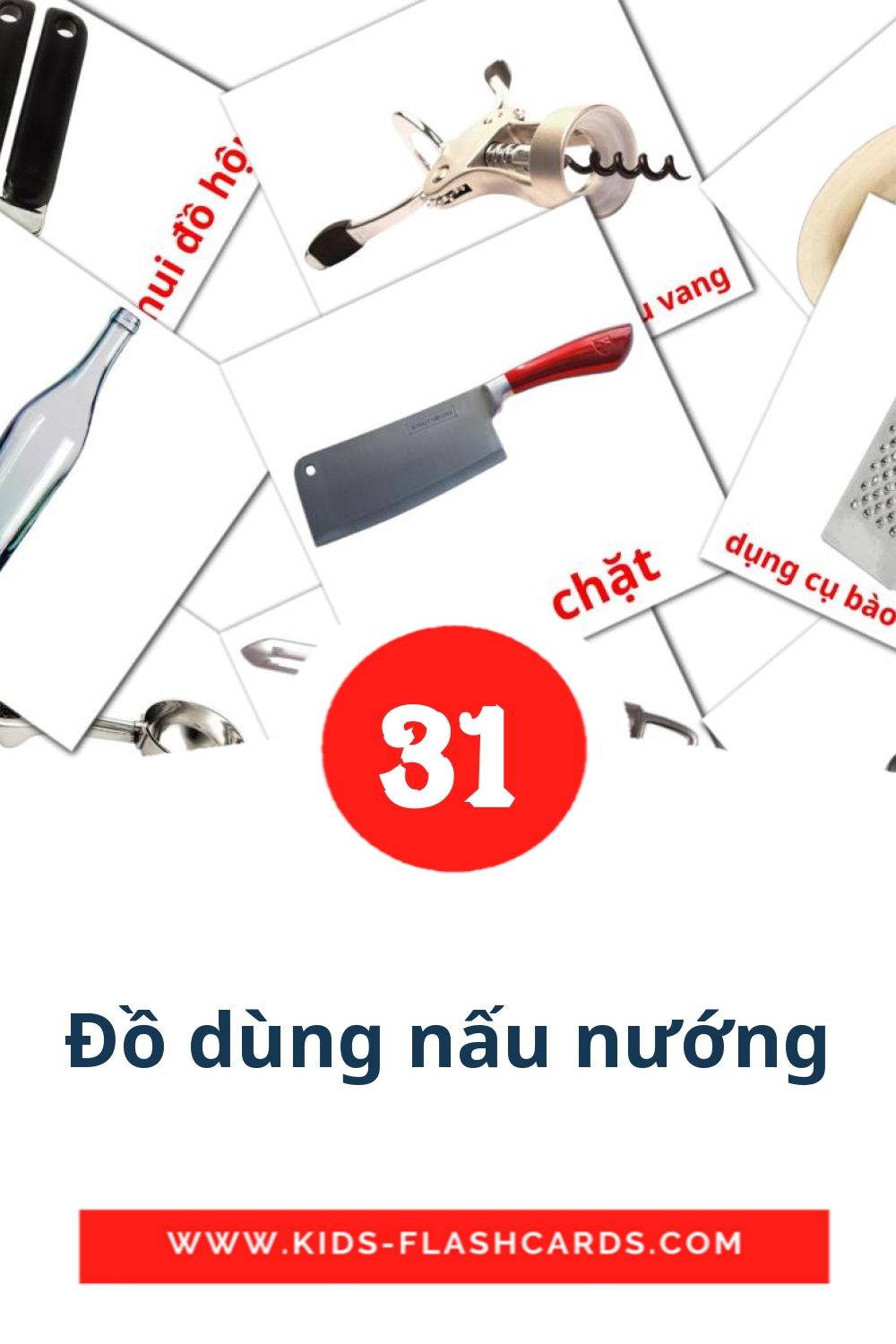 31 Đồ dùng nấu nướng Picture Cards for Kindergarden in vietnamese