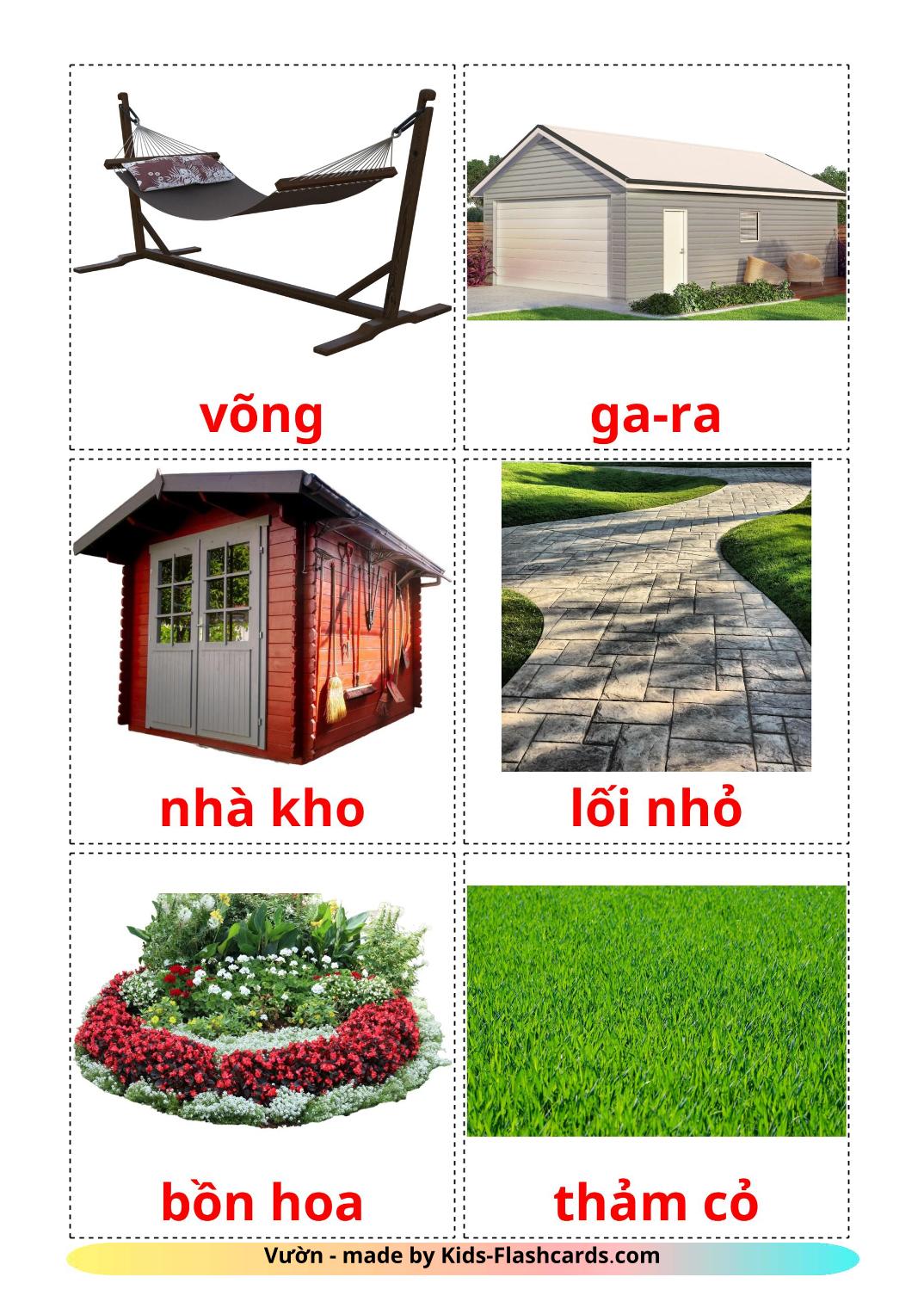 Jardin - 18 Flashcards vietnamien imprimables gratuitement