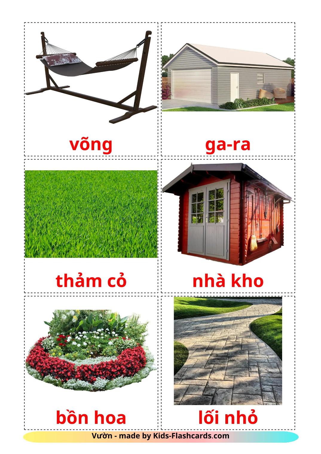 Giardino - 19 flashcards vietnamita stampabili gratuitamente