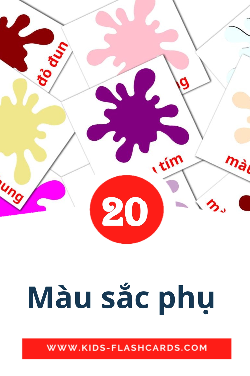20 Màu sắc phụ  Picture Cards for Kindergarden in vietnamese