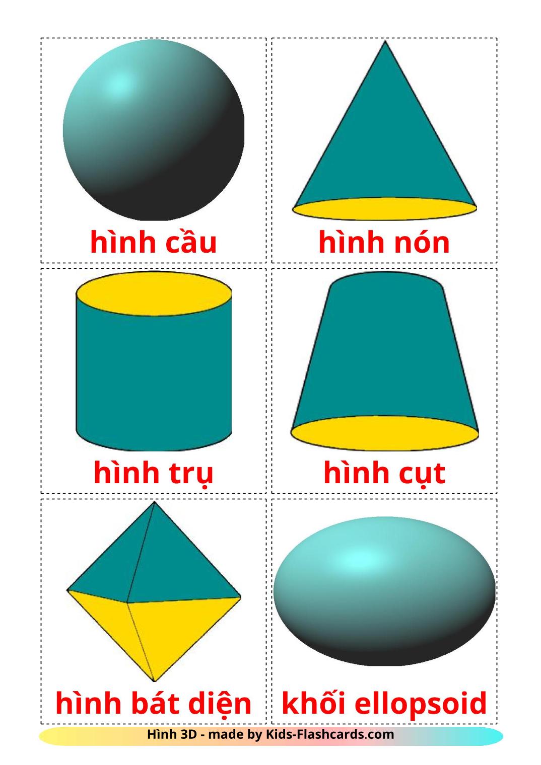 3D Shapes - 17 Free Printable vietnamese Flashcards 