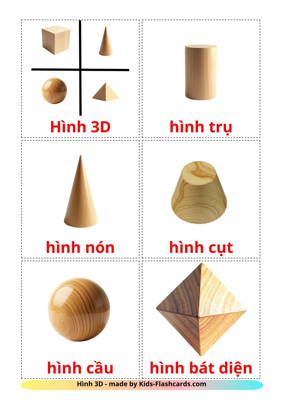 3D Shapes - 18 Free Printable vietnamese Flashcards 