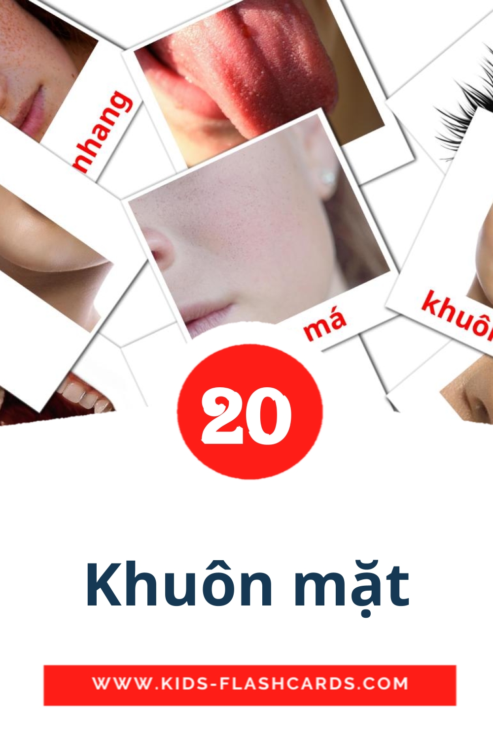 20 Khuôn mặt Picture Cards for Kindergarden in vietnamese