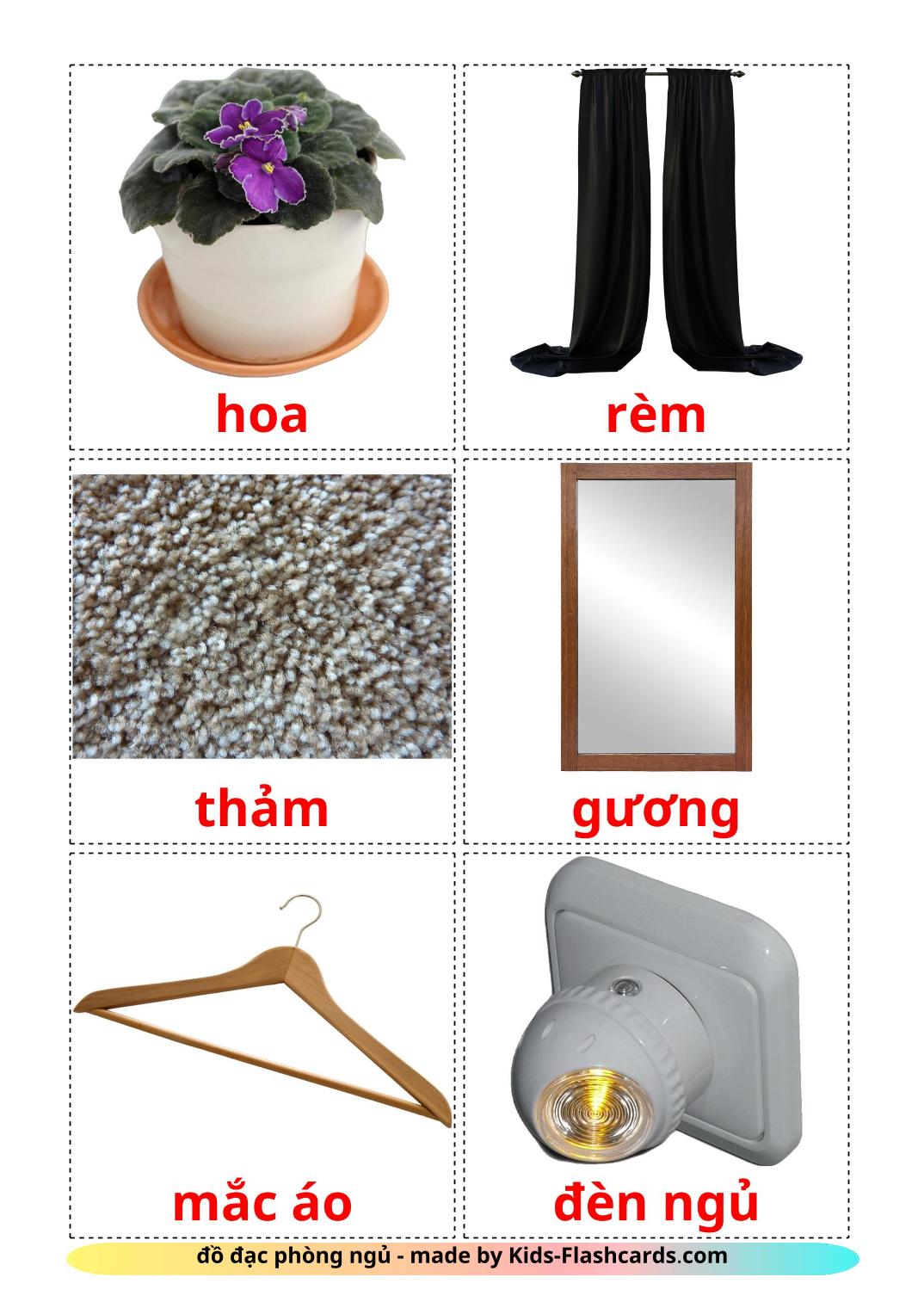 Bedroom accessories - 15 Free Printable vietnamese Flashcards 