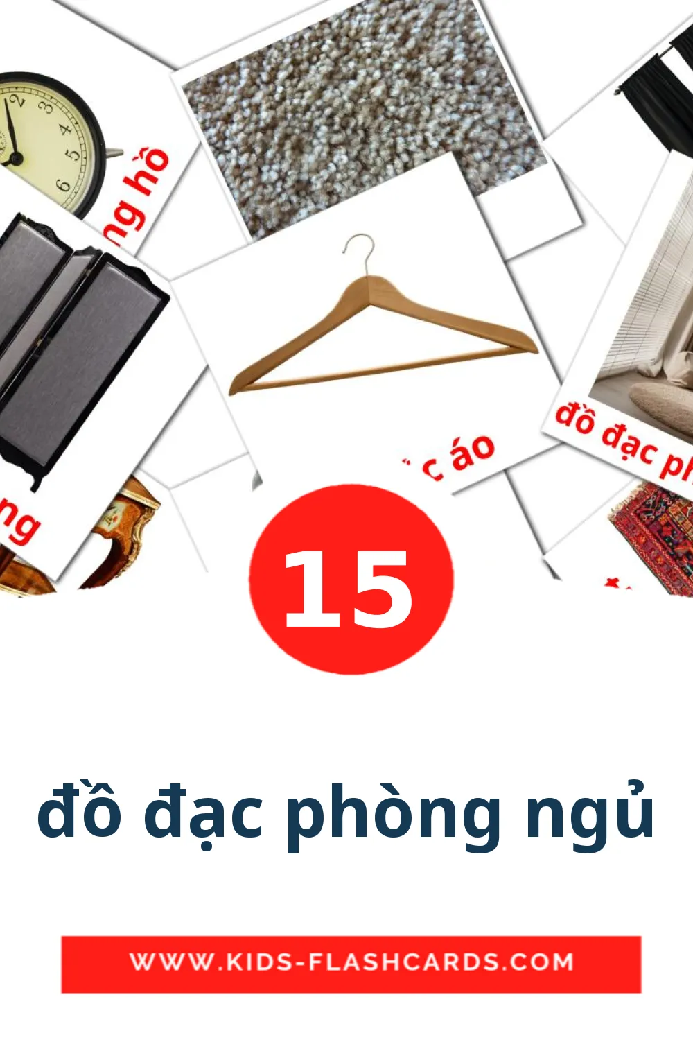 15 đồ đạc phòng ngủ Picture Cards for Kindergarden in vietnamese