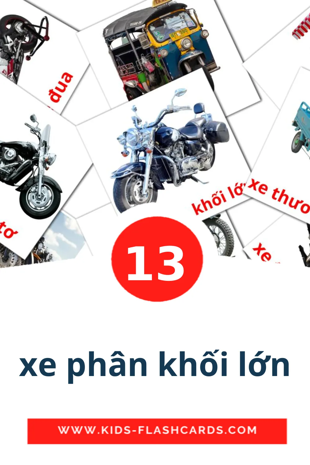 13 carte illustrate di xe phân khối lớn per la scuola materna in vietnamita