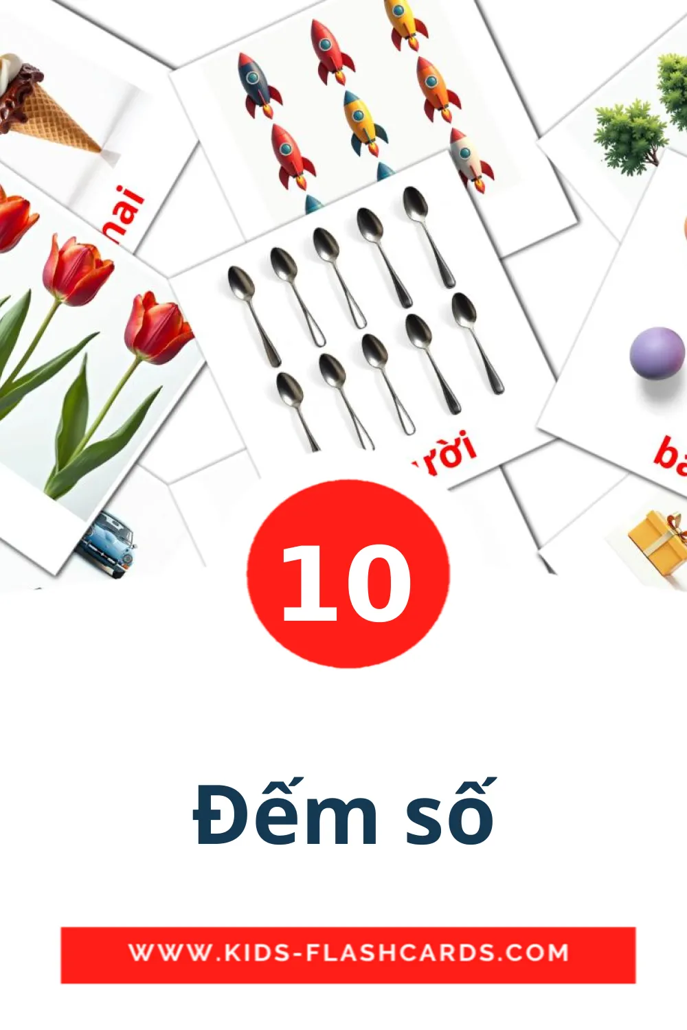 10 Đếm số Picture Cards for Kindergarden in vietnamese