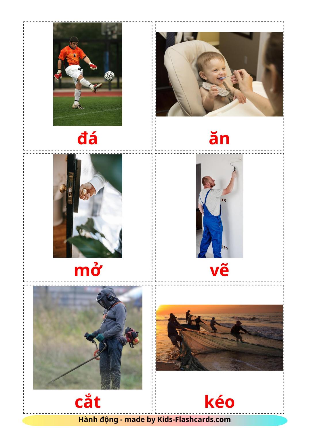 Глаголы действия - 54 Карточки Домана на вьетнамском