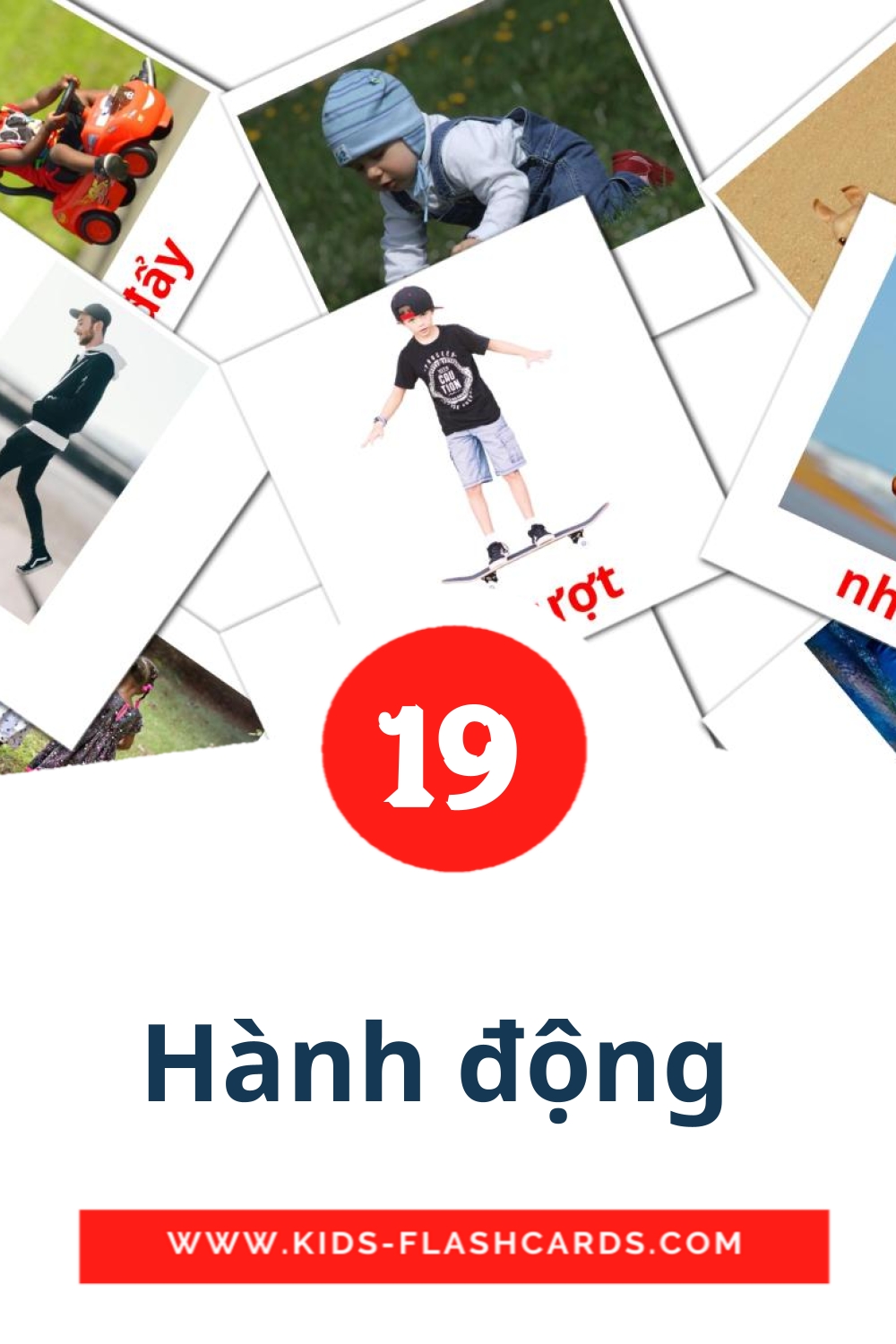 19 Hành động  Picture Cards for Kindergarden in vietnamese
