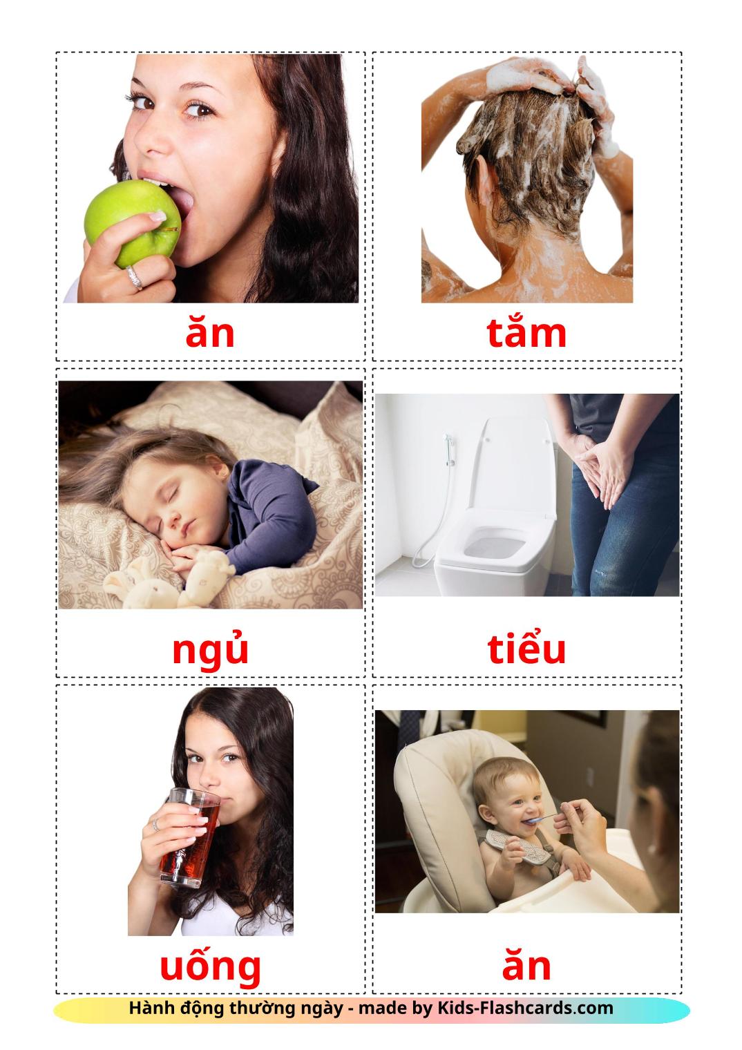 Routine verbs - 33 Free Printable vietnamese Flashcards 