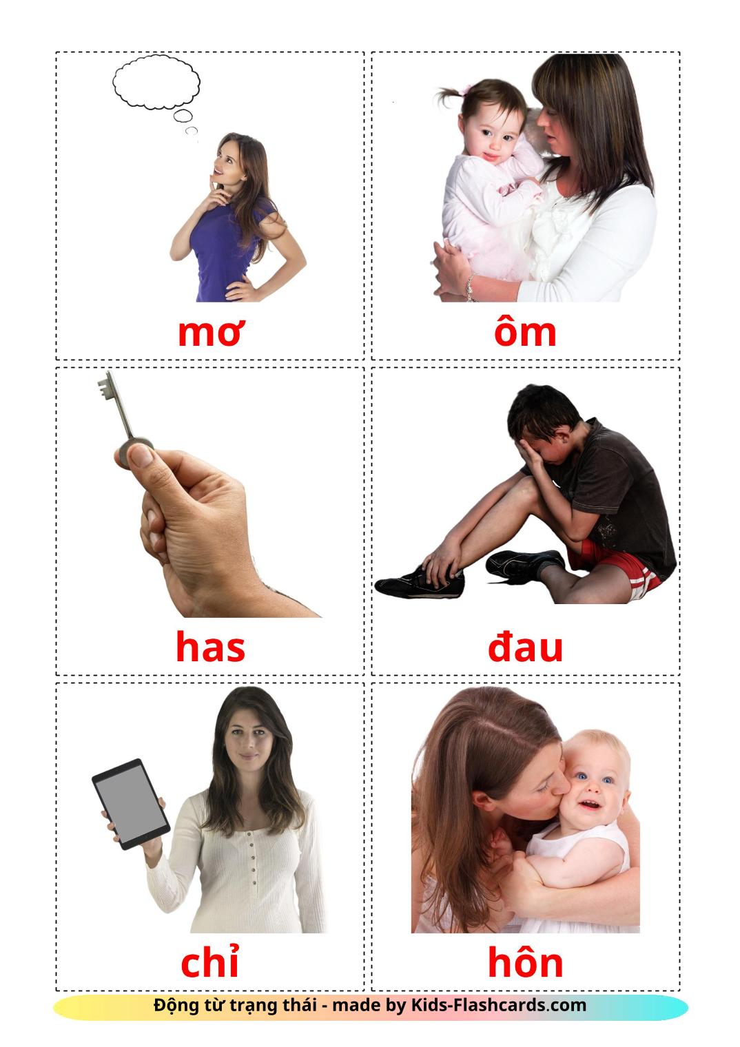 State verbs - 23 Free Printable vietnamese Flashcards 