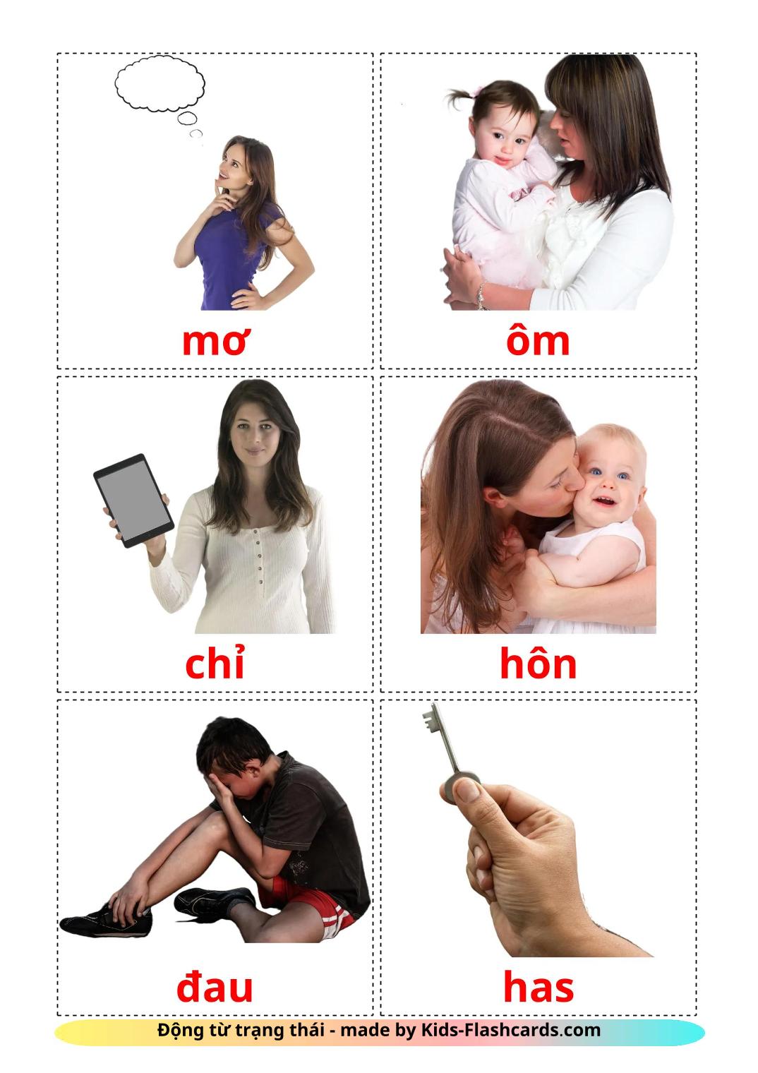 State verbs - 24 Free Printable vietnamese Flashcards 