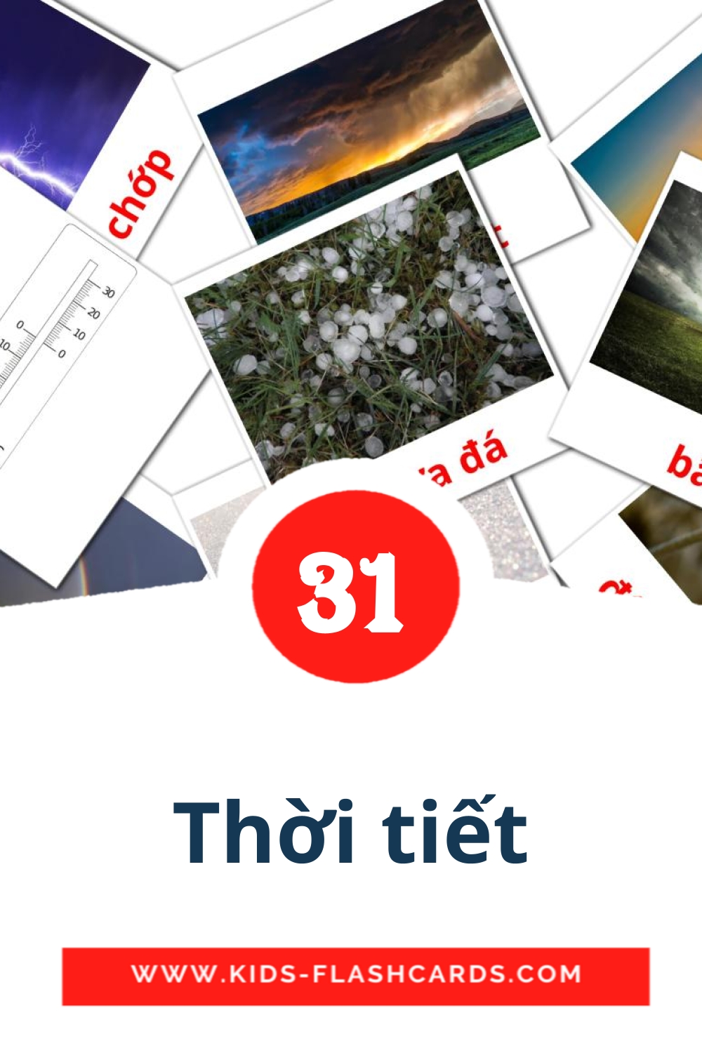 31 Thời tiết Picture Cards for Kindergarden in vietnamese