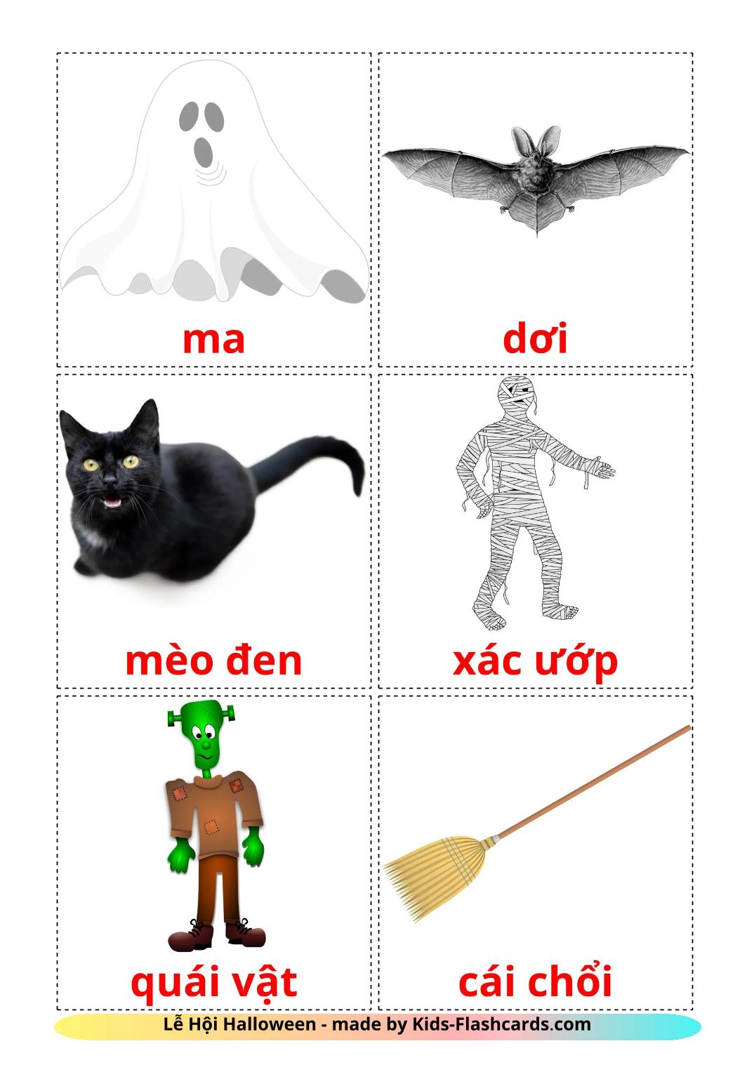 Halloween - 17 Free Printable vietnamese Flashcards 