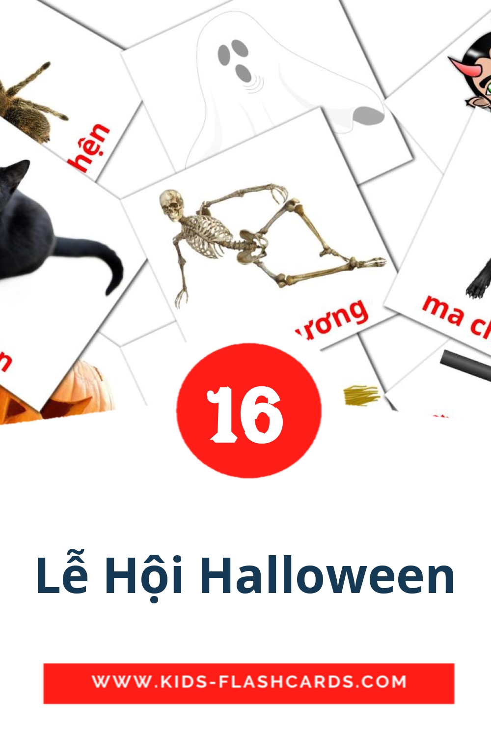 16 carte illustrate di Lễ Hội Halloween per la scuola materna in vietnamita