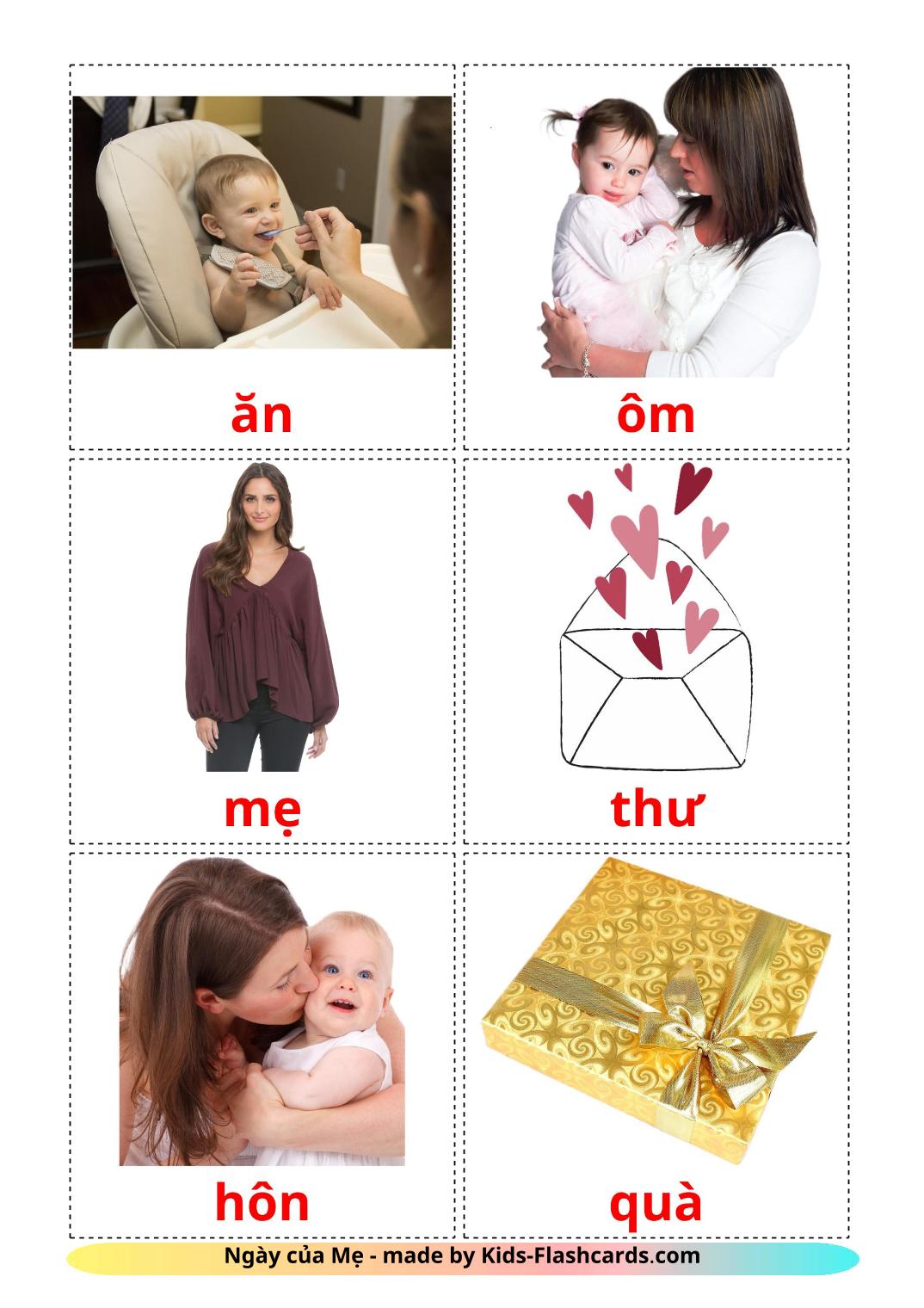 Muttertag - 25 kostenlose, druckbare Vietnamesisch Flashcards 