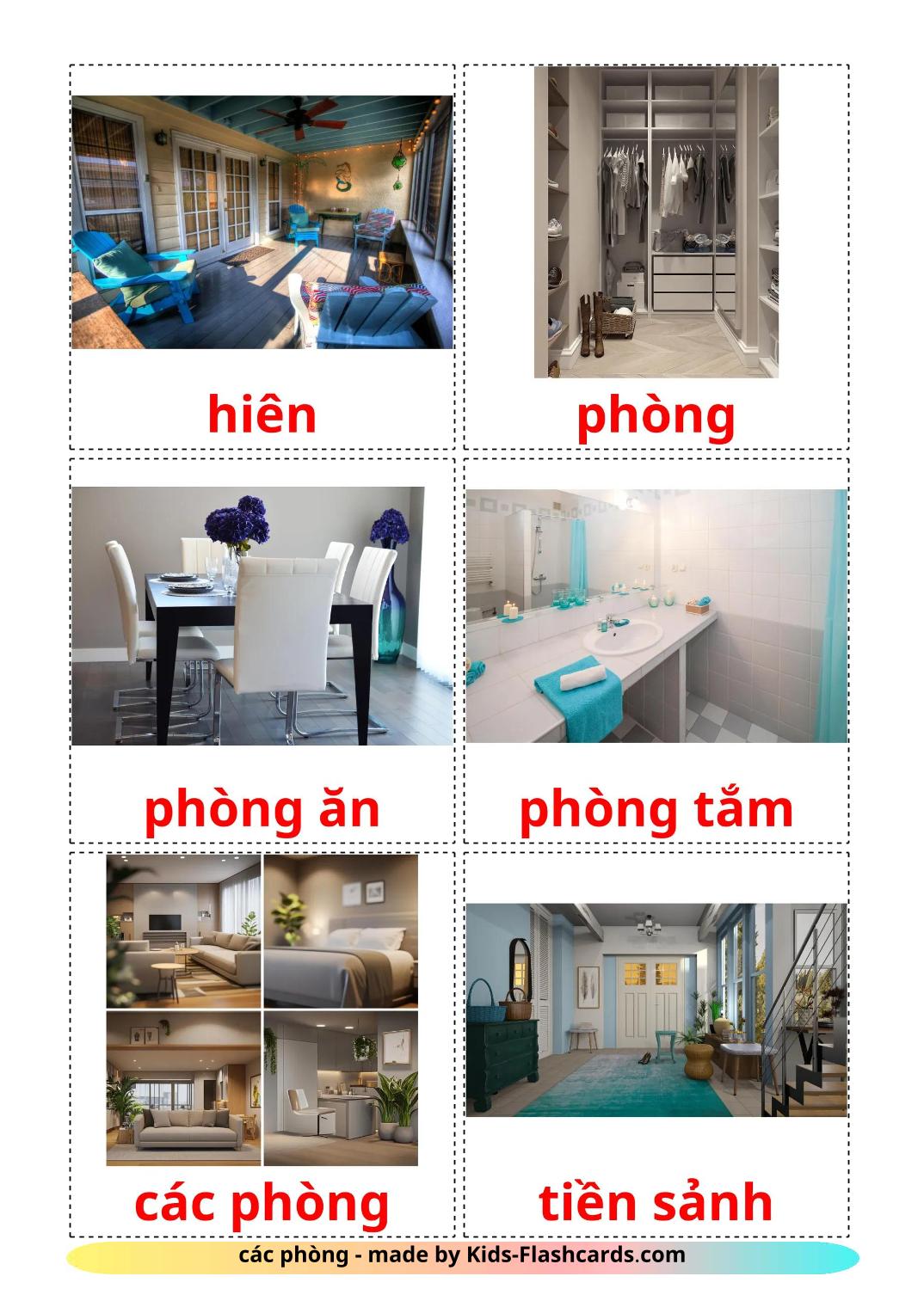 Salle - 18 Flashcards vietnamien imprimables gratuitement