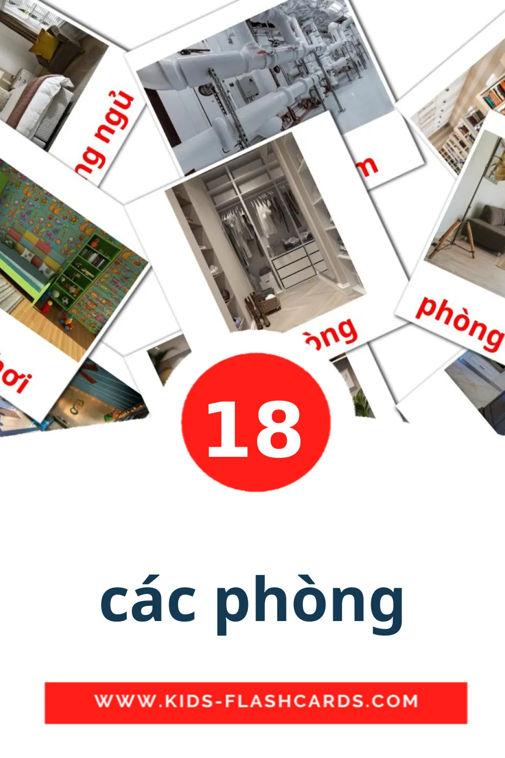 18 carte illustrate di các phòng per la scuola materna in vietnamita