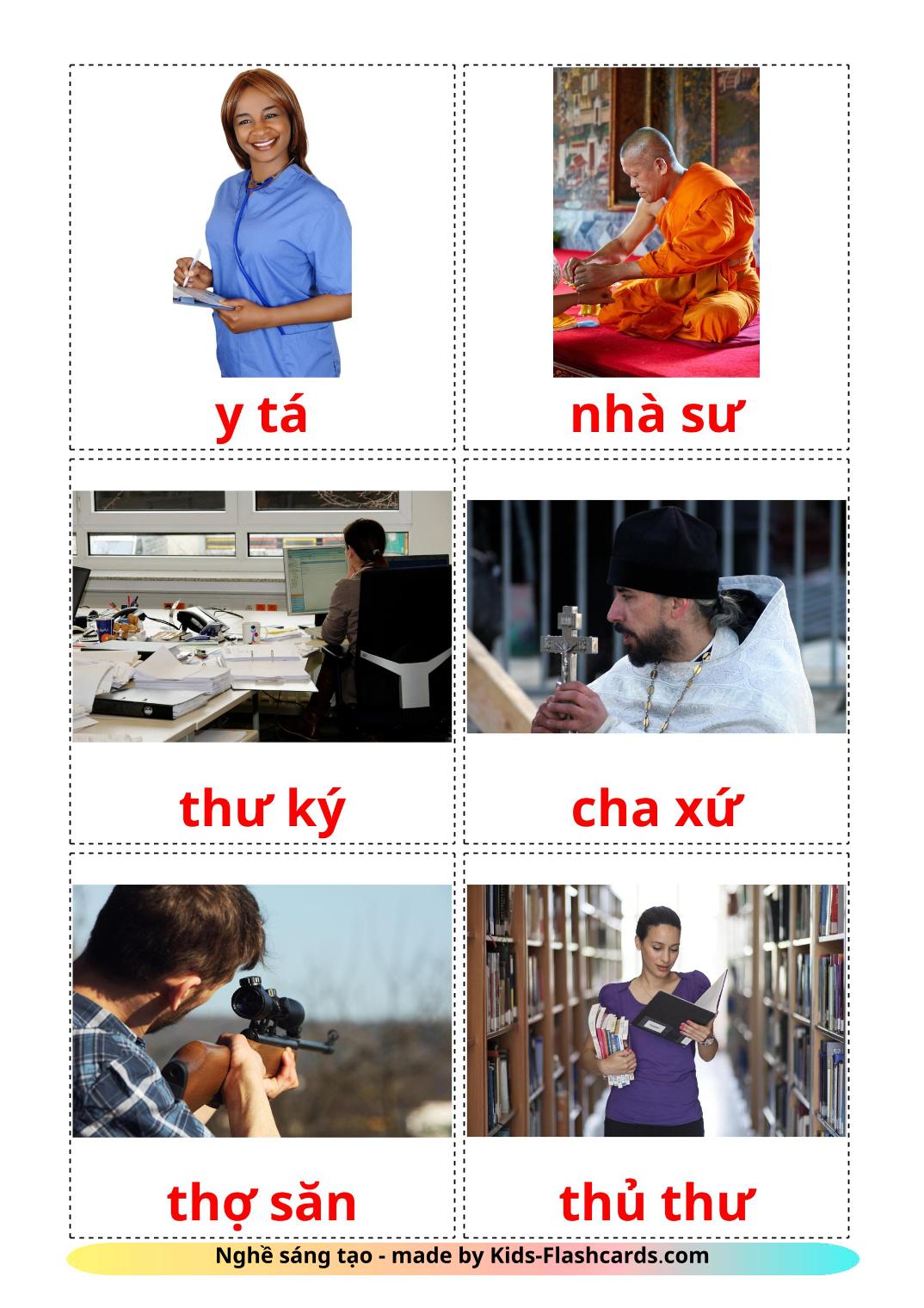 Lavori e professioni - 51 flashcards vietnamita stampabili gratuitamente