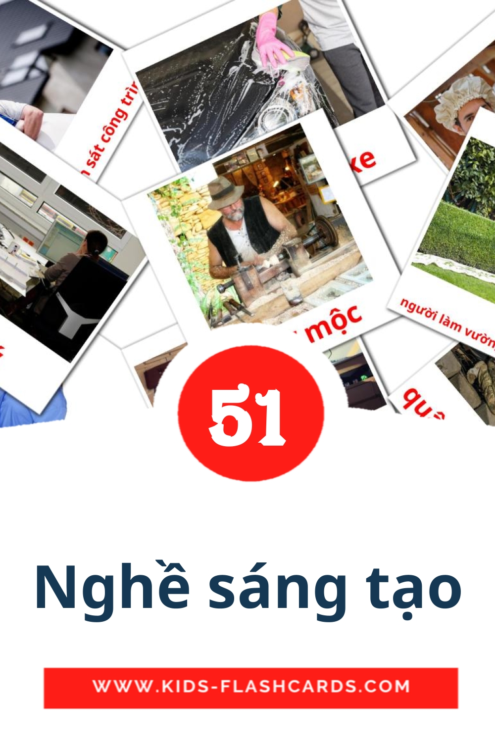 51 cartes illustrées de Nghề sáng tạo pour la maternelle en vietnamien