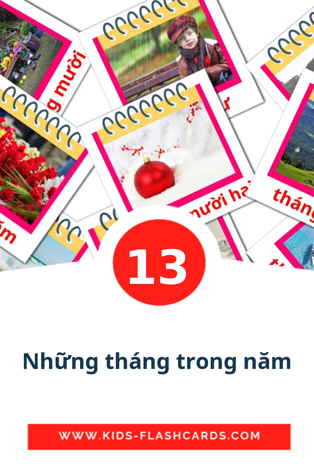 13 carte illustrate di Những tháng trong năm per la scuola materna in vietnamita