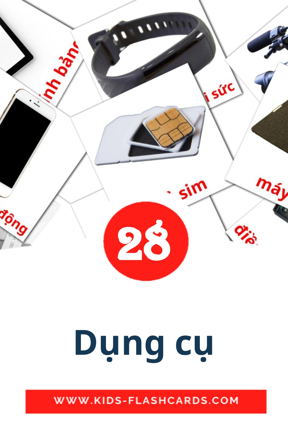 28 tarjetas didacticas de Dụng cụ para el jardín de infancia en vietnamita