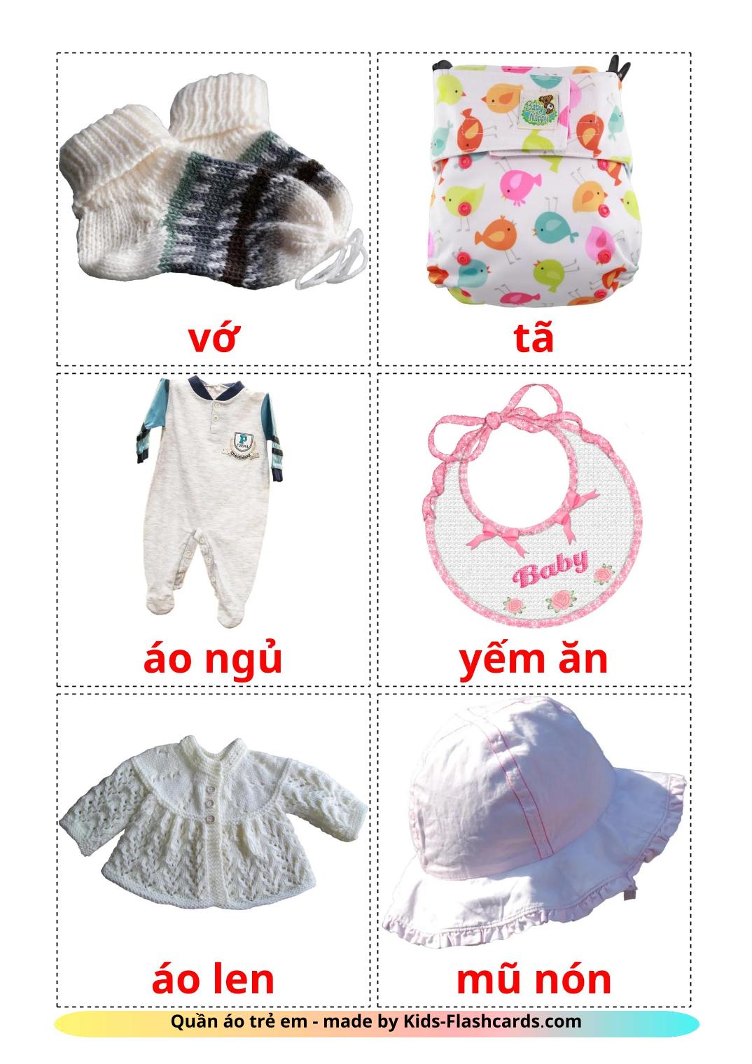 Baby clothes - 12 Free Printable vietnamese Flashcards 