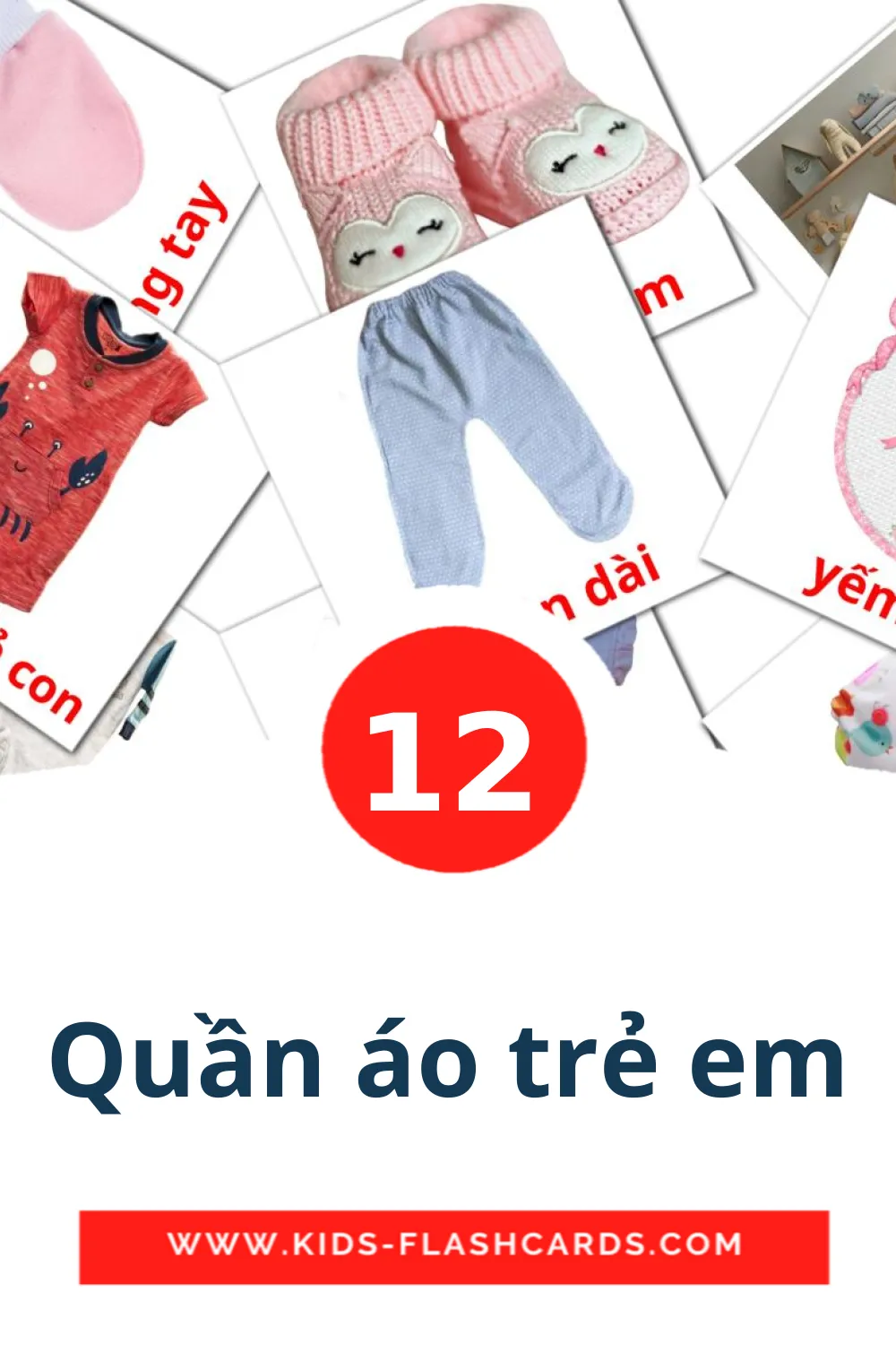 12 Quần áo trẻ em Picture Cards for Kindergarden in vietnamese